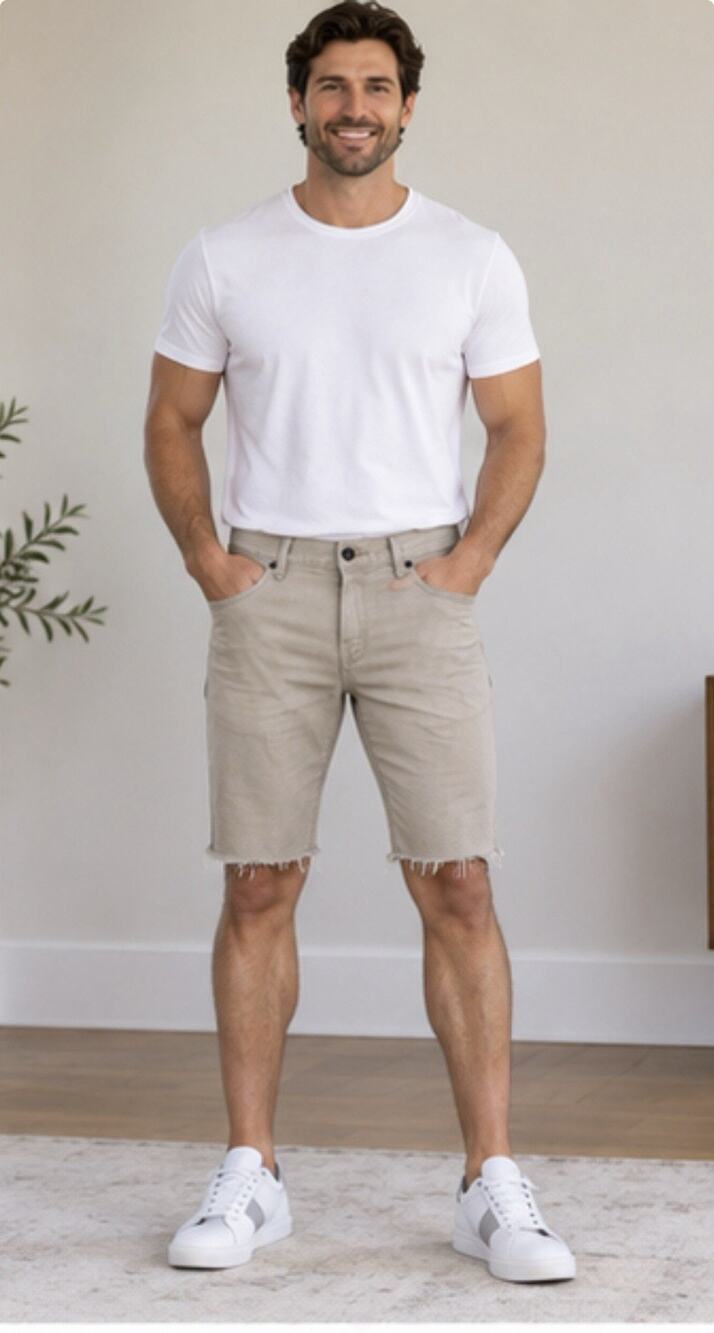 XXX Rude Denim Shorts Mens 32 Beige Skinny Raw Hem Goth Punk Y2K